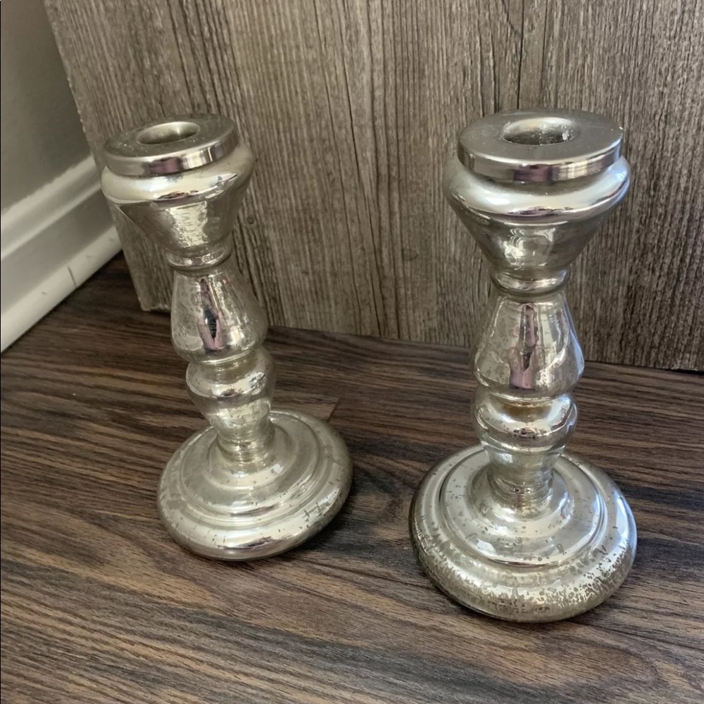 Silver candle holder set